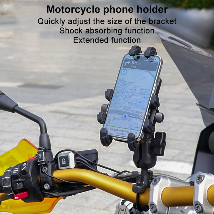 MOTOSLG Crab Motorcycle Phone Clamp Bracket M10 Ballhead Mount with Anti-theft Lock(Black) - Holder by MOTOLSG | Online Shopping South Africa | PMC Jewellery | Buy Now Pay Later Mobicred