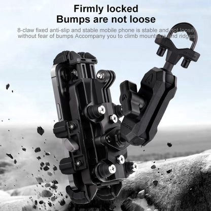 MOTOSLG Crab Motorcycle Phone Clamp Bracket M10 Ballhead Mount with Anti-theft Lock(Black) - Holder by MOTOLSG | Online Shopping South Africa | PMC Jewellery | Buy Now Pay Later Mobicred