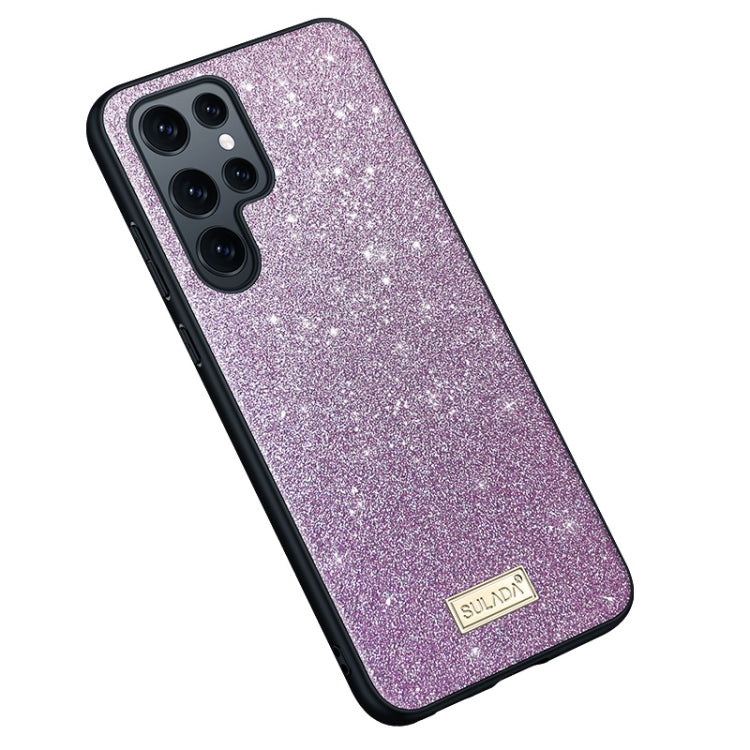 For Samsung Galaxy S23 Ultra 5G SULADA Glittery TPU Hybrid Handmade Leather Phone Case(Purple) - Galaxy S23 Ultra 5G Cases by SULADA | Online Shopping South Africa | PMC Jewellery | Buy Now Pay Later Mobicred