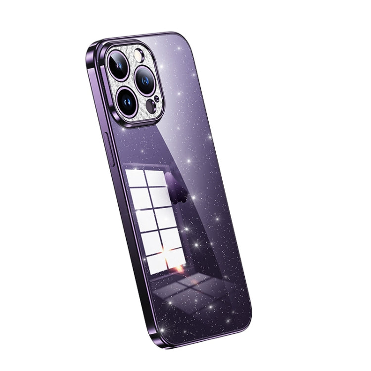 For iPhone 13 Pro SULADA Electroplated Transparent Glittery TPU Phone Case(Purple) - free shipping - PMC TechLife - Order now!