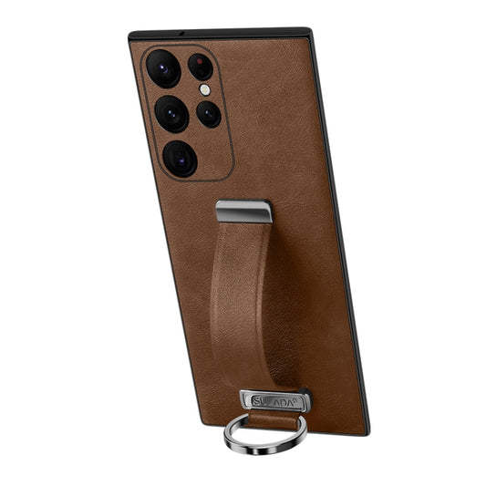 For Samsung Galaxy S23 Ultra 5G SULADA PC + Leather Texture Skin Feel Shockproof Phone Case(Brown) - Galaxy S23 Ultra 5G Cases by SULADA | Online Shopping South Africa | PMC Jewellery