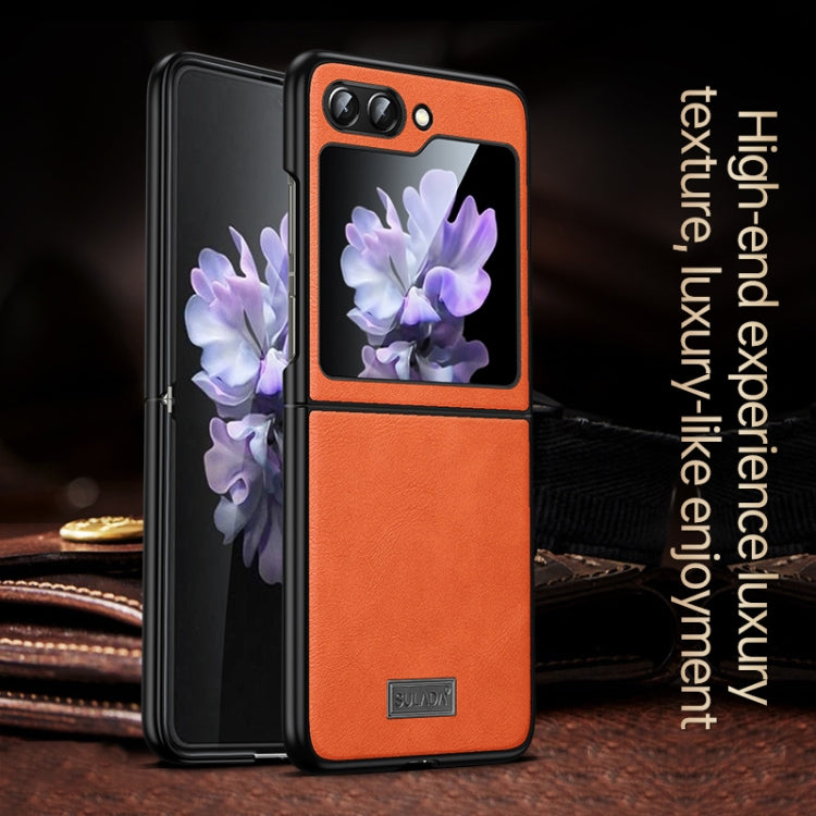 For Samsung Galaxy Z Flip5 SULADA Shockproof TPU + Handmade Leather Phone Case(Brown) - Galaxy Z Flip5 Cases by SULADA | Online Shopping South Africa | PMC TechLife | Buy Now Pay Later Mobicred