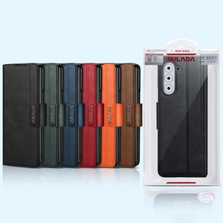 For Samsung Galaxy Z Fold5 SULADA All-inclusive Magnetic Snap Flip Leather Phone Case(Red) - free shipping - PMC TechLife - Order now!
