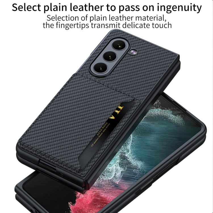 For Samsung Galaxy Z Fold5 GKK Ultra-thin Leather Phone Case with Card Slots(Carbon Fiber Texture) - Galaxy Z Fold5 Cases by GKK | Online Shopping South Africa | PMC Jewellery