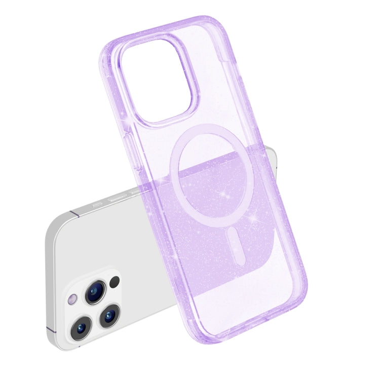 For iPhone 15 Pro Max Terminator Style Glitter Powder MagSafe Magnetic Phone Case(Purple) - iPhone 15 Pro Max Cases by PMC Jewellery | Online Shopping South Africa | PMC Jewellery