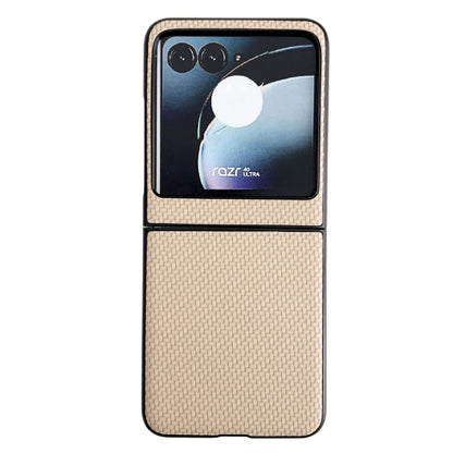 For Motorola Razr 40 Ultra / Razr 2023 Weave Texture PC Phone Case(Gold) - Motorola Cases by PMC Jewellery | Online Shopping South Africa | PMC Jewellery