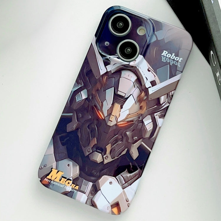 For iPhone 14 Painted Pattern Precise Hole PC Phone Case(Grey Robot) - iPhone 14 Cases by PMC Jewellery | Online Shopping South Africa | PMC Jewellery