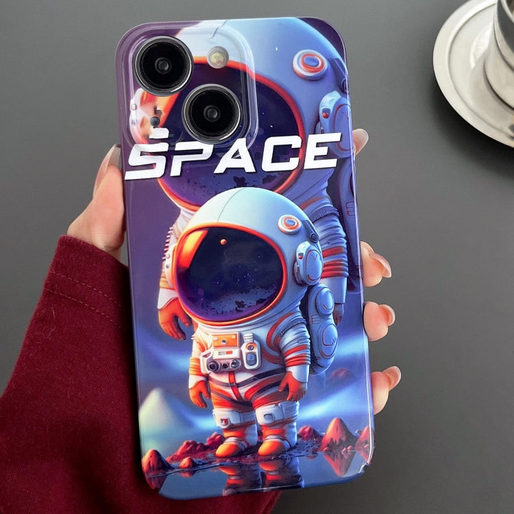 For iPhone 14 Painted Pattern Precise Hole PC Phone Case(Orange White Astronaut) - iPhone 14 Cases by PMC TechLife | Online Shopping South Africa | PMC TechLife