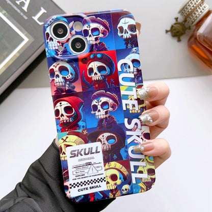 For iPhone 14 Painted Pattern Precise Hole PC Phone Case(Cute Skull) - iPhone 14 Cases by PMC Jewellery | Online Shopping South Africa | PMC Jewellery