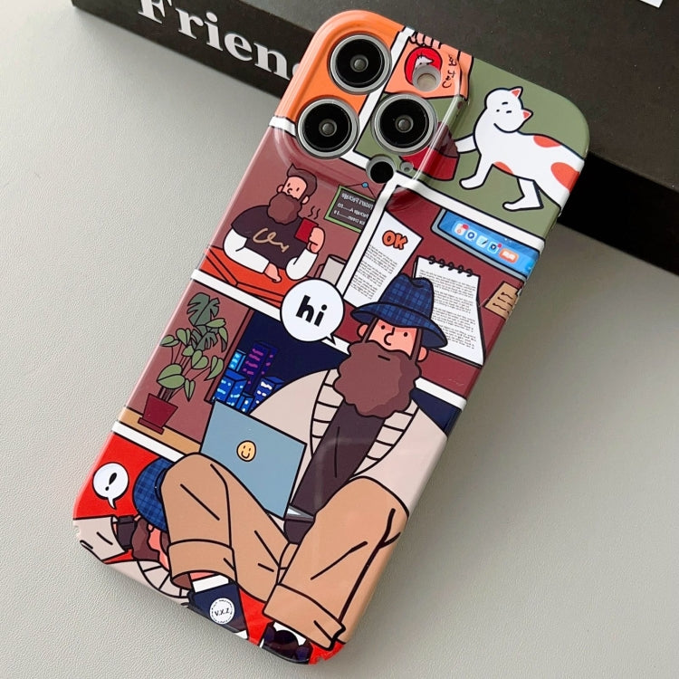 For iPhone 14 Pro Painted Pattern Precise Hole PC Phone Case(Holiday Uncle) - iPhone 14 Pro Cases by PMC TechLife | Online Shopping South Africa | PMC TechLife