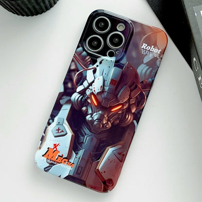 For iPhone 14 Pro Painted Pattern Precise Hole PC Phone Case(Orange Robot) - iPhone 14 Pro Cases by PMC Jewellery | Online Shopping South Africa | PMC Jewellery