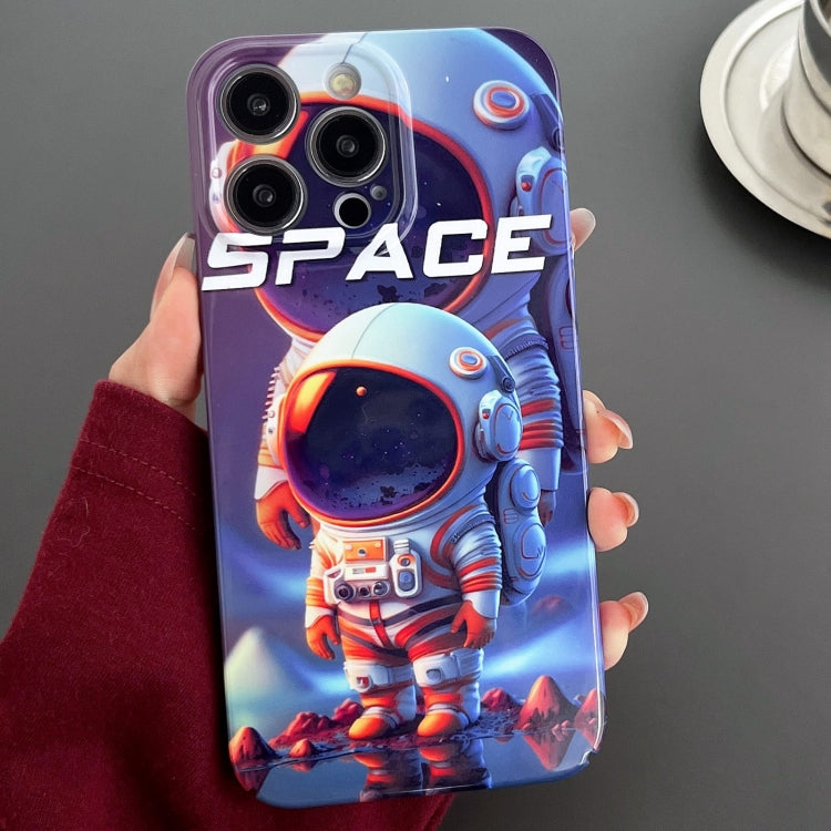 For iPhone 14 Pro Max Painted Pattern Precise Hole PC Phone Case(Orange White Astronaut) - iPhone 14 Pro Max Cases by PMC Jewellery | Online Shopping South Africa | PMC Jewellery