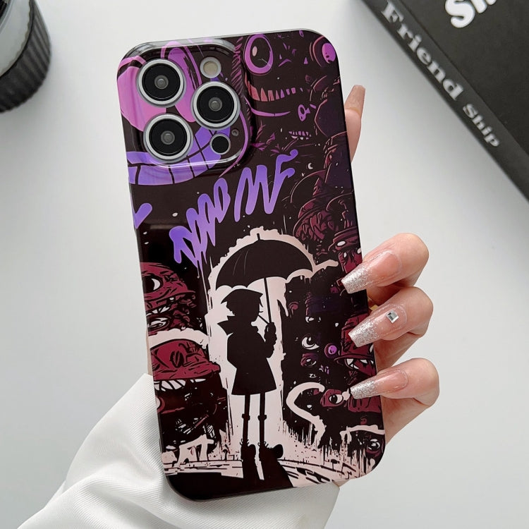 For iPhone 13 Pro Painted Pattern Precise Hole PC Phone Case(Black Purple Umbrella Boy) - iPhone 13 Pro Cases by PMC Jewellery | Online Shopping South Africa | PMC Jewellery