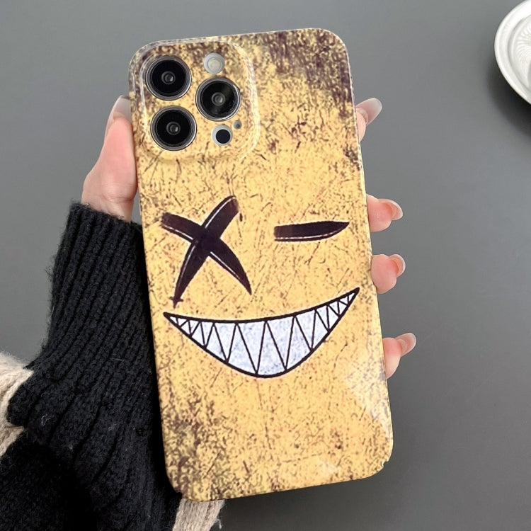For iPhone 13 Pro Painted Pattern Precise Hole PC Phone Case(Yellow Background Smiling) - iPhone 13 Pro Cases by PMC TechLife | Online Shopping South Africa | PMC TechLife