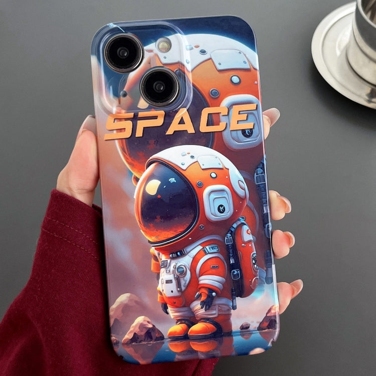 For iPhone 13 Painted Pattern Precise Hole PC Phone Case(Orange Astronaut) - iPhone 13 Cases by PMC TechLife | Online Shopping South Africa | PMC TechLife