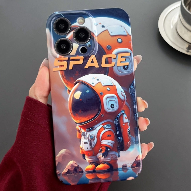 For iPhone 12 Pro Painted Pattern Precise Hole PC Phone Case(Orange Astronaut) - iPhone 12 / 12 Pro Cases by PMC Jewellery | Online Shopping South Africa | PMC Jewellery