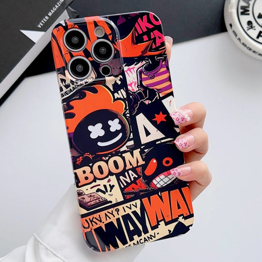 For iPhone 11 Pro Max Painted Pattern Precise Hole PC Phone Case(Orange Comics) - iPhone 11 Pro Max Cases by PMC Jewellery | Online Shopping South Africa | PMC Jewellery