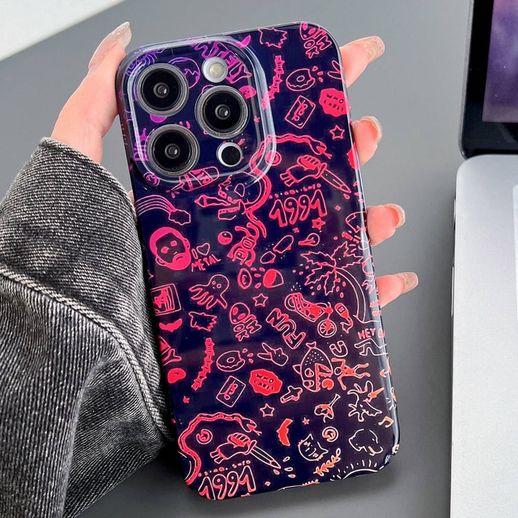 For iPhone 11 Pro Painted Pattern Precise Hole PC Phone Case(Black Red Graffiti) - iPhone 11 Pro Cases by PMC TechLife | Online Shopping South Africa | PMC TechLife
