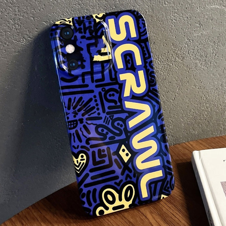 For iPhone XS Max Painted Pattern Precise Hole PC Phone Case(Blue SCR) - More iPhone Cases by PMC TechLife | Online Shopping South Africa | PMC TechLife