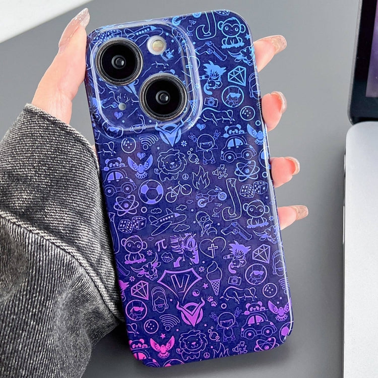 For iPhone 15 Painted Pattern Precise Hole PC Phone Case(Red Blue Graffiti) - iPhone 15 Cases by PMC TechLife | Online Shopping South Africa | PMC TechLife