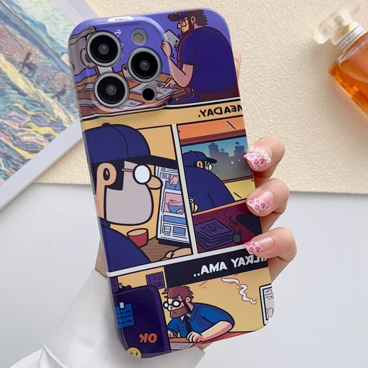 For iPhone 15 Pro Painted Pattern Precise Hole PC Phone Case(Working Comics) - iPhone 15 Pro Cases by PMC Jewellery | Online Shopping South Africa | PMC Jewellery