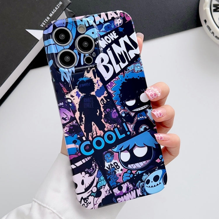 For iPhone 15 Pro Painted Pattern Precise Hole PC Phone Case(Purple Comics) - iPhone 15 Pro Cases by PMC Jewellery | Online Shopping South Africa | PMC Jewellery