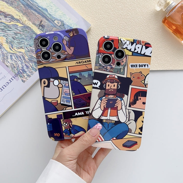 For iPhone X / XS Painted Pattern Precise Hole PC Phone Case(Orange White Astronaut) - More iPhone Cases by PMC Jewellery | Online Shopping South Africa | PMC Jewellery