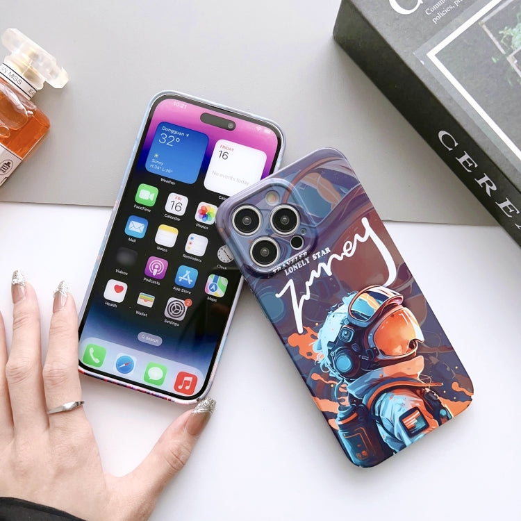 For iPhone 11 Pro Painted Pattern Precise Hole PC Phone Case(Orange Paint Astronaut) - iPhone 11 Pro Cases by PMC Jewellery | Online Shopping South Africa | PMC Jewellery