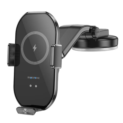 Borofone BH206 Rusher Infrared Wireless Fast Charging Center Console Car Holder(Black) - Wireless Charger Holders by Borofone | Online Shopping South Africa | PMC Jewellery