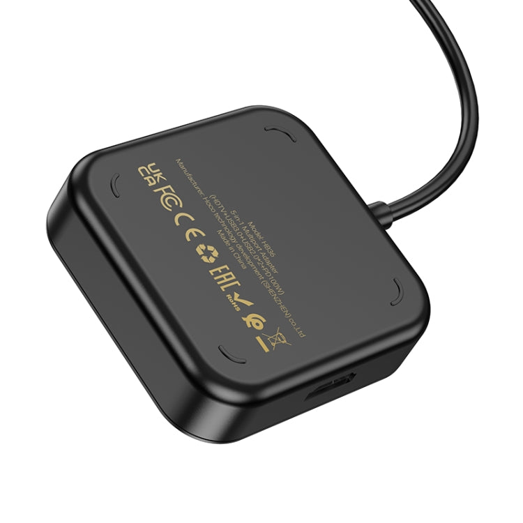hoco HB36 5 in 1 HDTV+USB3.0+USB2.0x2+PD100W Converter, Cable Length: 0.2m(Black) - USB HUB by hoco | Online Shopping South Africa | PMC Jewellery
