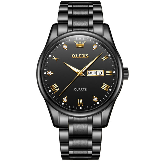 OLEVS 5563 Men Luminous Waterproof Quartz Watch(Black) - Metal Strap Watches by OLEVS | Online Shopping South Africa | PMC Jewellery
