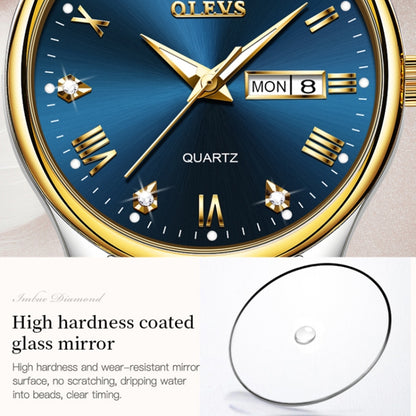 OLEVS 5563 Women Luminous Waterproof Quartz Watch(Blue + Gold) - Metal Strap Watches by OLEVS | Online Shopping South Africa | PMC Jewellery