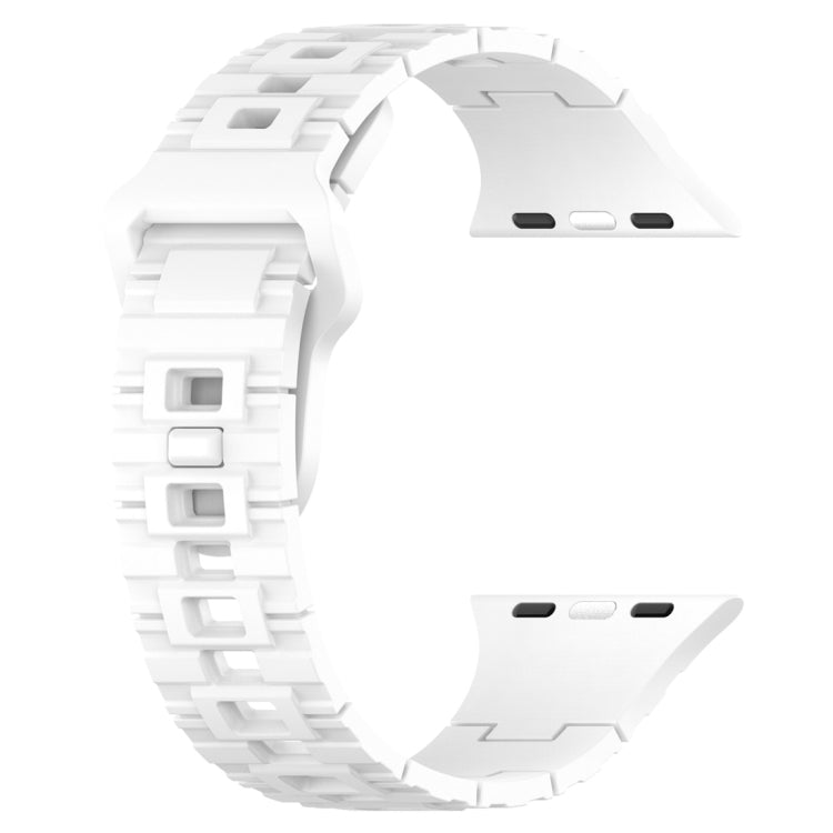For Apple Watch 9 41mm Square Buckle Armor Style Silicone Watch Band(White) - Watch Bands by PMC TechLife | Online Shopping South Africa | PMC TechLife