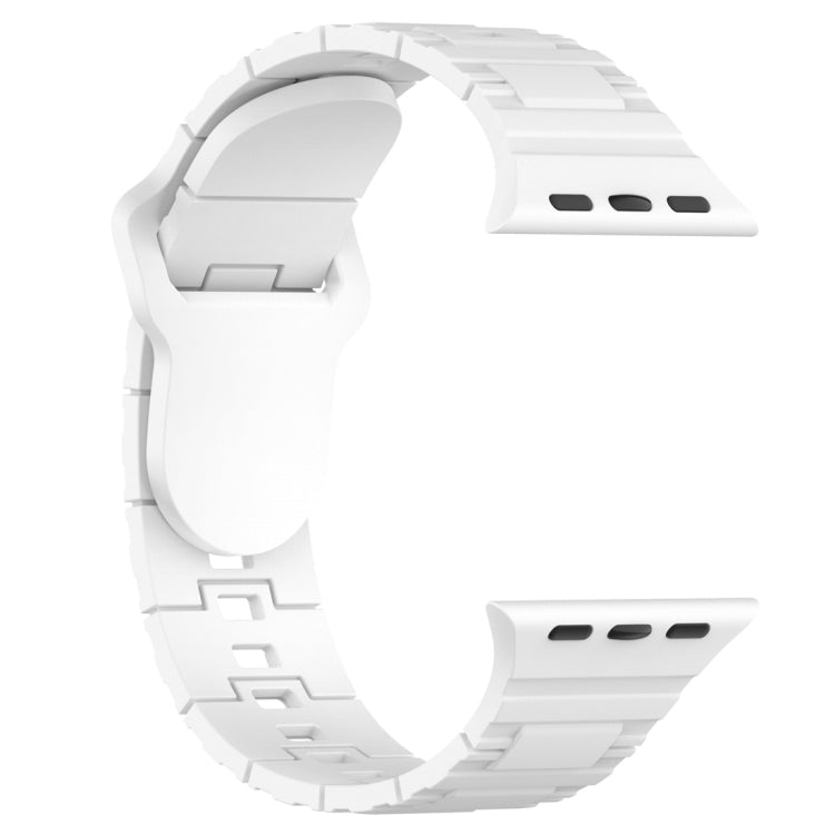For Apple Watch 9 41mm Square Buckle Armor Style Silicone Watch Band(White) - Watch Bands by PMC TechLife | Online Shopping South Africa | PMC TechLife