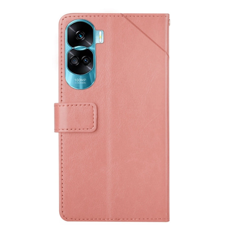 For Honor 90 Lite Y-shaped Pattern Flip Leather Phone Case(Pink) - Honor Cases by PMC Jewellery | Online Shopping South Africa | PMC Jewellery