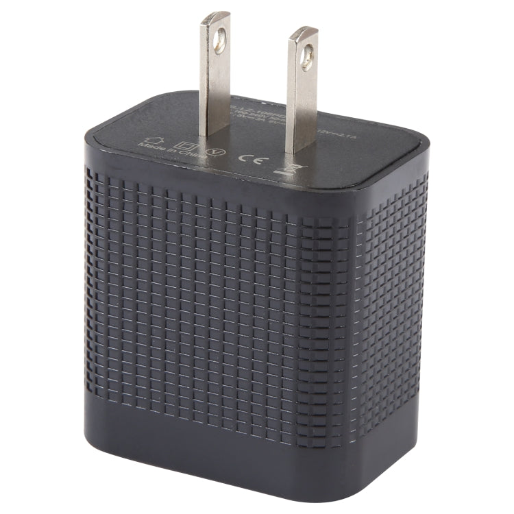 LZ-106PD 25W USB-C / Type-C Ports Plaid Pattern Travel Charger, US Plug(Black) - USB Charger by PMC Jewellery | Online Shopping South Africa | PMC Jewellery