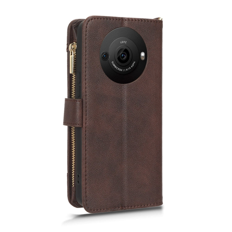 For Sharp Aquos R8 Pro Litchi Texture Zipper Leather Phone Case(Brown) - More Brand by PMC Jewellery | Online Shopping South Africa | PMC Jewellery