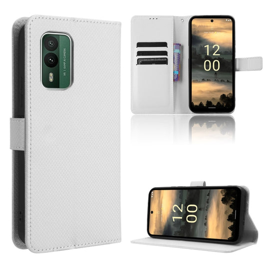 For Nokia XR21 Diamond Texture Leather Phone Case(White) - Nokia Cases by PMC Jewellery | Online Shopping South Africa | PMC Jewellery