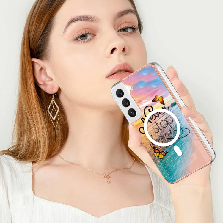 For Samsung Galaxy S22+ 5G Marble Pattern Dual-side IMD Magsafe TPU Phone Case(Dream Butterfly) - Galaxy S22+ 5G Cases by PMC TechLife | Online Shopping South Africa | PMC TechLife | Buy Now Pay Later Mobicred