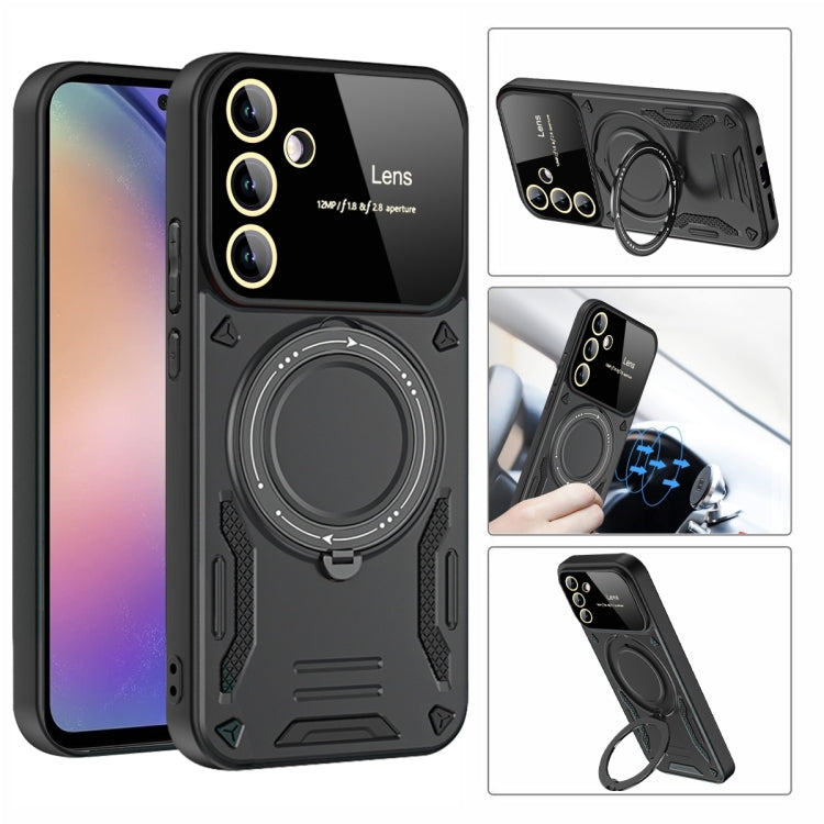 For Samsung Galaxy A54 5G Large Window MagSafe Holder Phone Case(Green) - Galaxy Phone Cases by PMC TechLife | Online Shopping South Africa | PMC TechLife