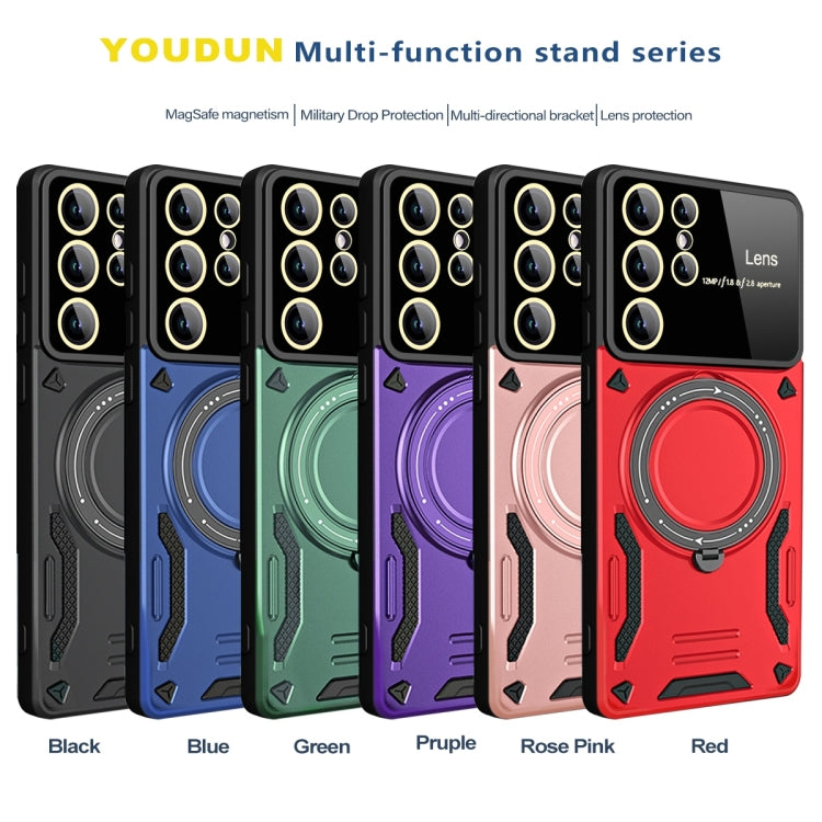 For Samsung Galaxy S23 Ultra 5G Large Window MagSafe Holder Phone Case(Red) - Galaxy S23 Ultra 5G Cases by PMC TechLife | Online Shopping South Africa | PMC TechLife