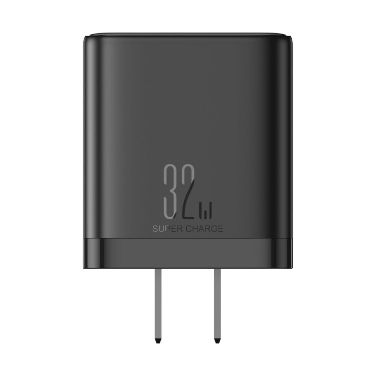 JOYRO0M JR-TCF10 32W Dual USB-C/Type-C+USB Fast Charger, Plug:US Plug(Black) - USB Charger by JOYROOM | Online Shopping South Africa | PMC Jewellery