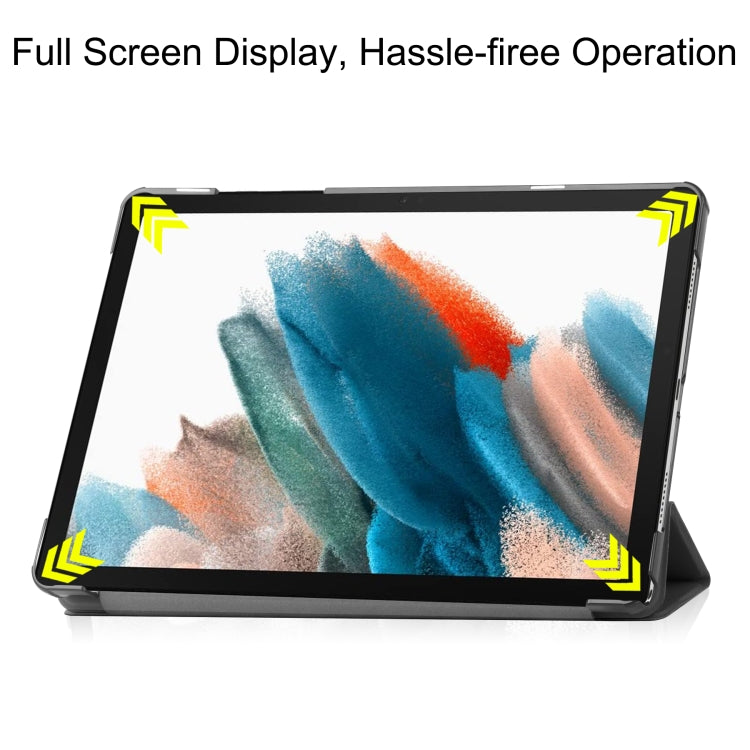 For Samsung Galaxy Tab A9 Custer Pure Color 3-Fold Holder Leather Tablet Case(Black) - free shipping - PMC TechLife - Order now!