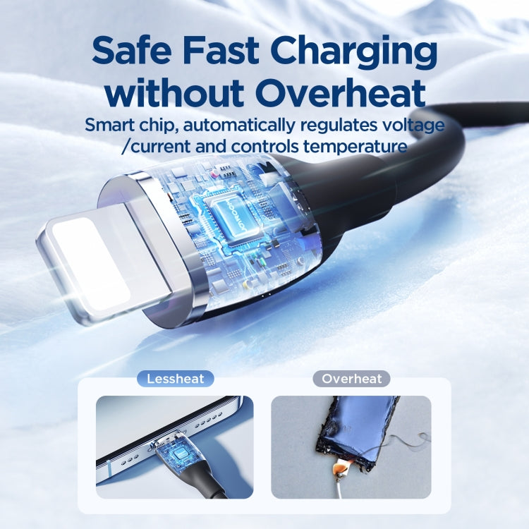 JOYROOM SA29-AL3 3A USB to 8 Pin Liquid Silicone Fast Charging Data Cable, Length: 1.2m(Black) - Normal Style Cable by JOYROOM | Online Shopping South Africa | PMC TechLife | Buy Now Pay Later Mobicred