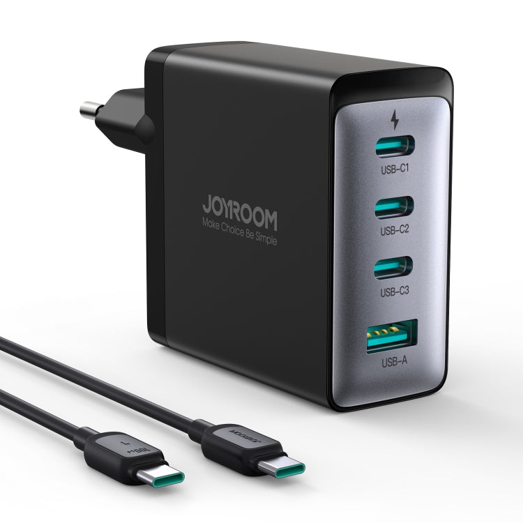 JOYROOM JR-TCG04 100W USB+3 x Type-C GaN Multi-port Charger Set, Specification:EU Plug(Black) - USB Charger by JOYROOM | Online Shopping South Africa | PMC Jewellery