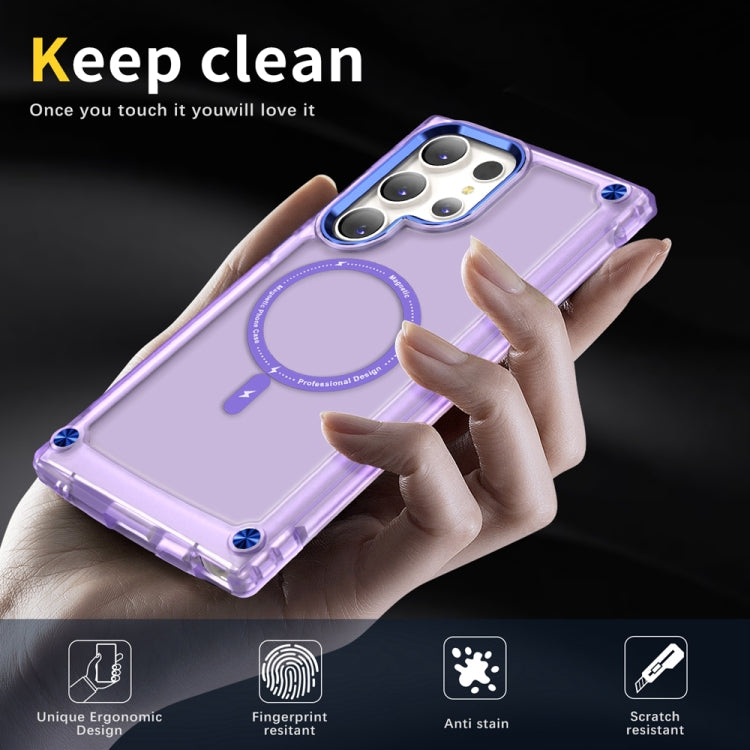 For Samsung Galaxy S23 Ultra 5G Skin Feel TPU + PC MagSafe Magnetic Phone Case(Transparent Purple) - Galaxy S23 Ultra 5G Cases by PMC Jewellery | Online Shopping South Africa | PMC Jewellery