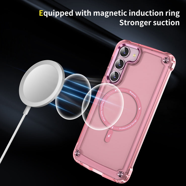 For Samsung Galaxy S23 5G Skin Feel TPU + PC MagSafe Magnetic Phone Case(Transparent Pink) - Galaxy S23 5G Cases by PMC Jewellery | Online Shopping South Africa | PMC Jewellery