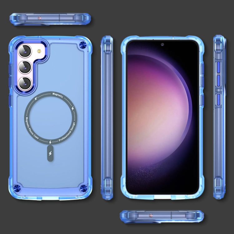 For Samsung Galaxy S22+ 5G Skin Feel TPU + PC MagSafe Magnetic Phone Case(Transparent Blue) - Galaxy S22+ 5G Cases by PMC Jewellery | Online Shopping South Africa | PMC Jewellery