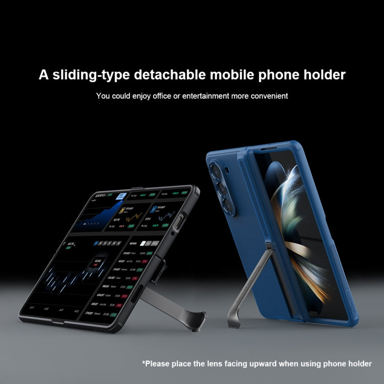For Samsung Galaxy Z Fold5 NILLKIN Frosted Fold PC + TPU Phone Case with Holder(Blue) - Galaxy Z Fold5 Cases by NILLKIN | Online Shopping South Africa | PMC Jewellery