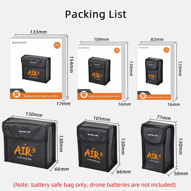 For DJI Air 3 Sunnylife Battery Explosion-proof Safe Bag Protective Li-Po Safe Bag For 3pcs Batteries - Carry Cases & Bags by Sunnylife | Online Shopping South Africa | PMC Jewellery | Buy Now Pay Later Mobicred